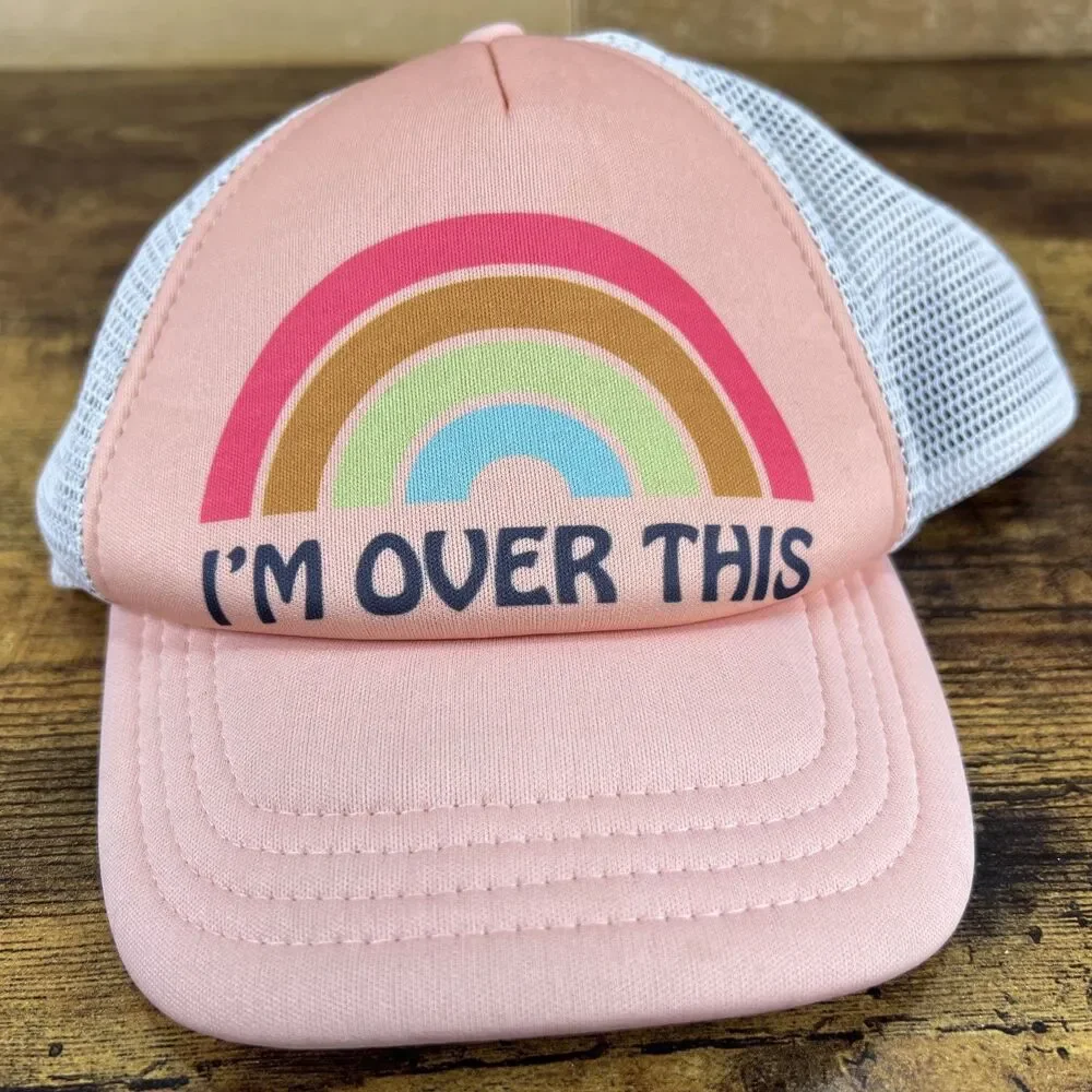 Feather 4 Arrow I'm Over This Pink Rainbow Kids Hat Trucker Mesh